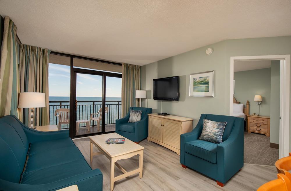 a three-bedroom condo at Grande Shores Resort with a view of the ocean