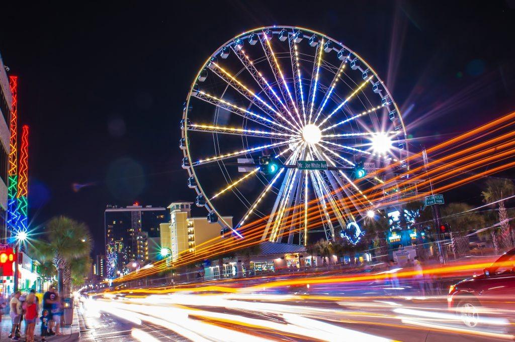 the skywheel glowing in myrtle beach