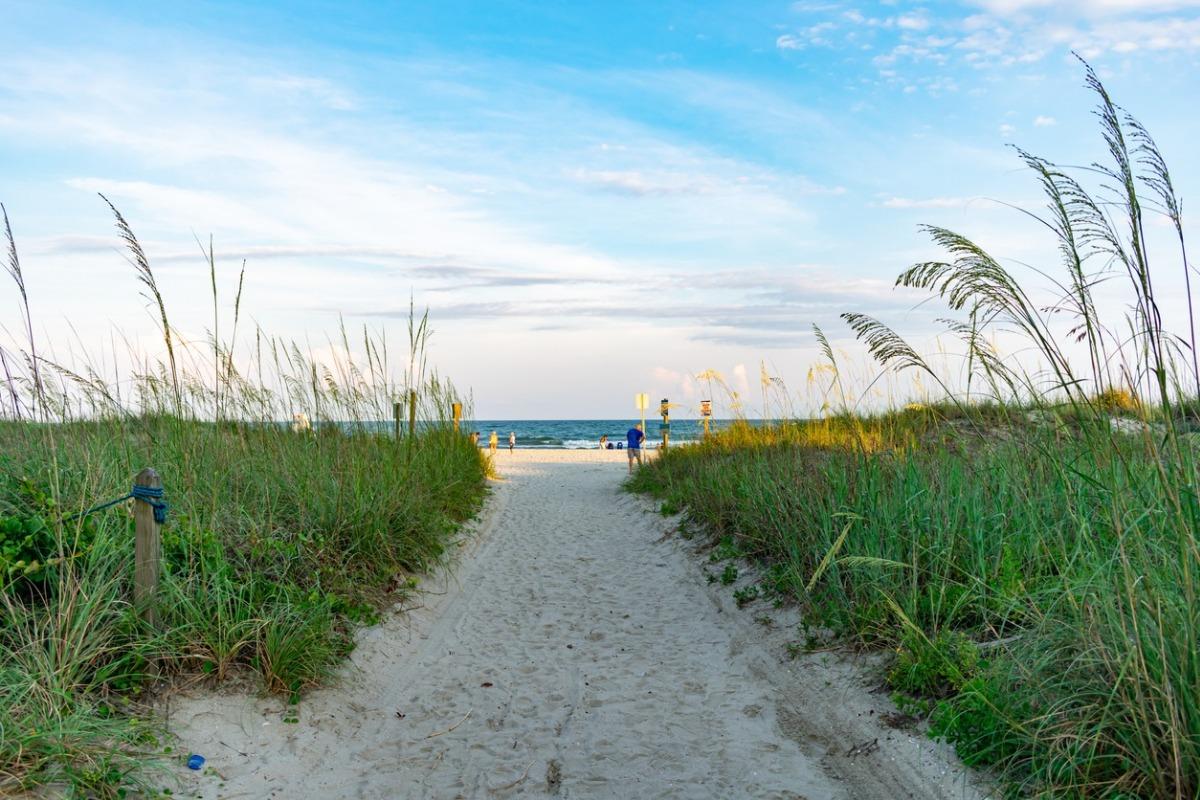 Walking path leading down to the beach at north myrtle beach