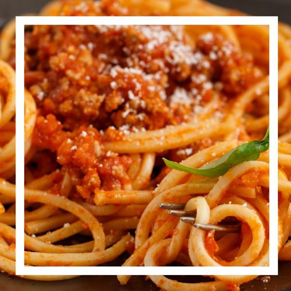 Plate of spaghetti with meat sauce