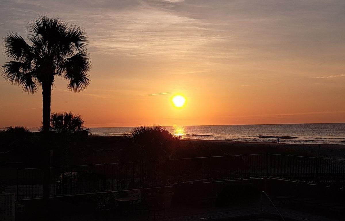 Sunset over the Atlantic Ocean in Myrtle Beach SC
